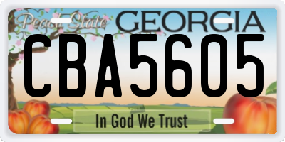GA license plate CBA5605