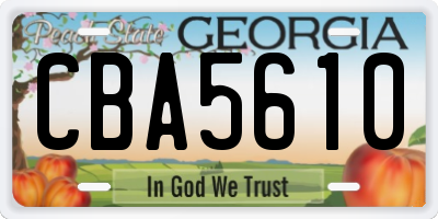 GA license plate CBA5610