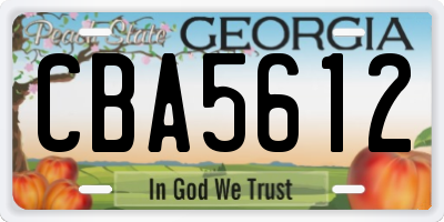 GA license plate CBA5612