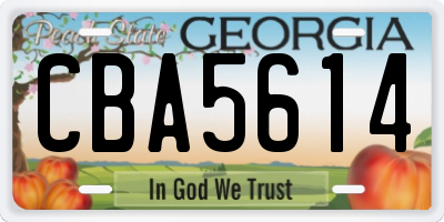 GA license plate CBA5614