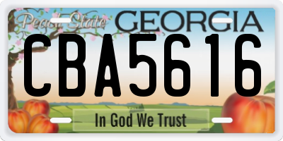 GA license plate CBA5616
