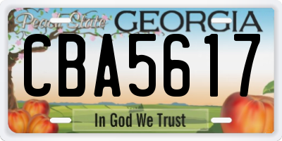 GA license plate CBA5617