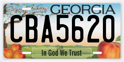 GA license plate CBA5620