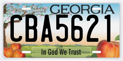 GA license plate CBA5621