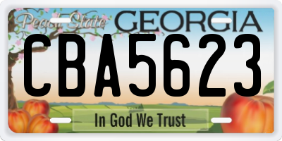 GA license plate CBA5623
