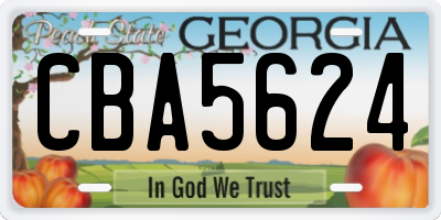 GA license plate CBA5624