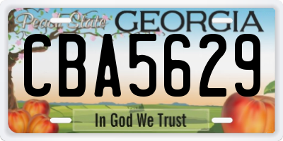 GA license plate CBA5629