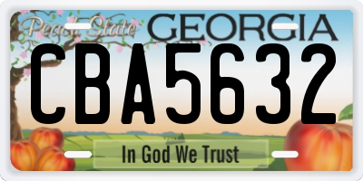 GA license plate CBA5632