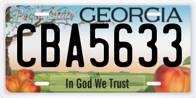 GA license plate CBA5633