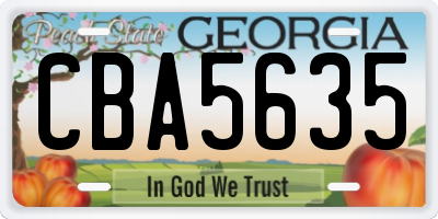 GA license plate CBA5635