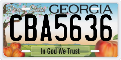 GA license plate CBA5636