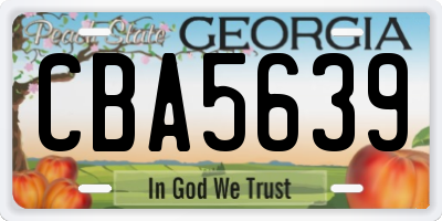 GA license plate CBA5639