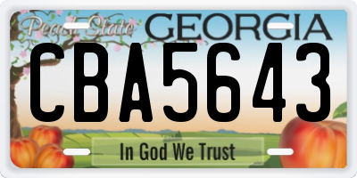 GA license plate CBA5643