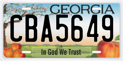 GA license plate CBA5649
