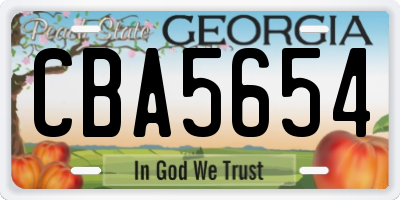 GA license plate CBA5654