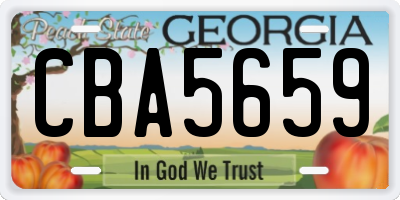 GA license plate CBA5659