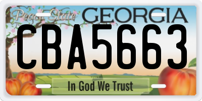 GA license plate CBA5663