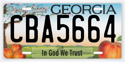 GA license plate CBA5664