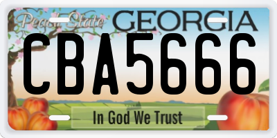 GA license plate CBA5666