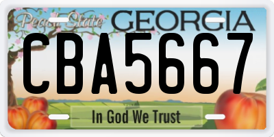 GA license plate CBA5667
