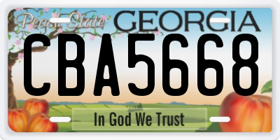 GA license plate CBA5668