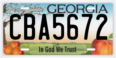 GA license plate CBA5672