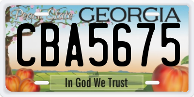 GA license plate CBA5675
