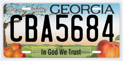 GA license plate CBA5684