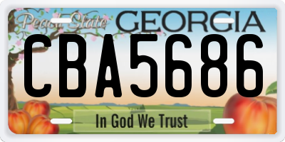 GA license plate CBA5686