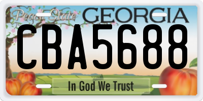 GA license plate CBA5688