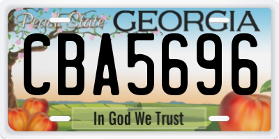GA license plate CBA5696