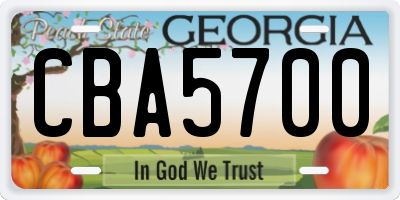 GA license plate CBA5700