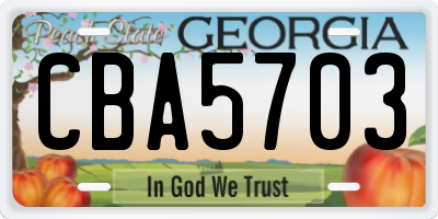 GA license plate CBA5703