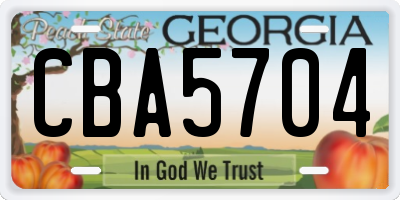 GA license plate CBA5704
