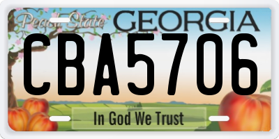 GA license plate CBA5706