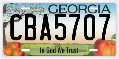 GA license plate CBA5707