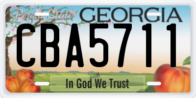GA license plate CBA5711