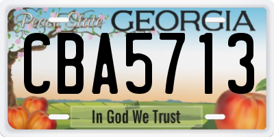 GA license plate CBA5713