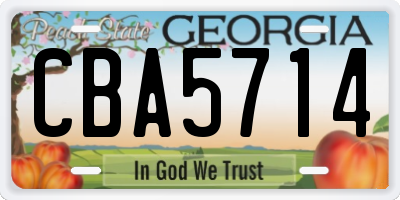 GA license plate CBA5714