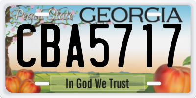 GA license plate CBA5717