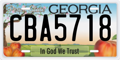 GA license plate CBA5718