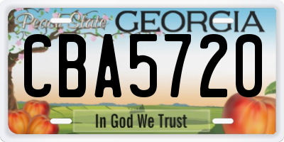 GA license plate CBA5720