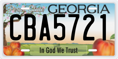 GA license plate CBA5721