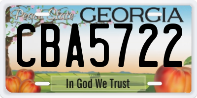 GA license plate CBA5722