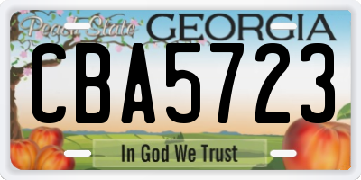 GA license plate CBA5723