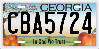GA license plate CBA5724