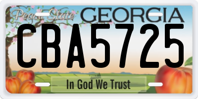GA license plate CBA5725