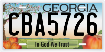 GA license plate CBA5726