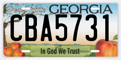 GA license plate CBA5731