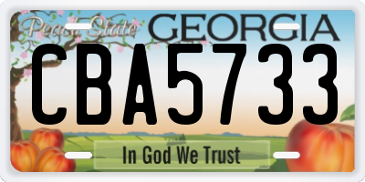 GA license plate CBA5733